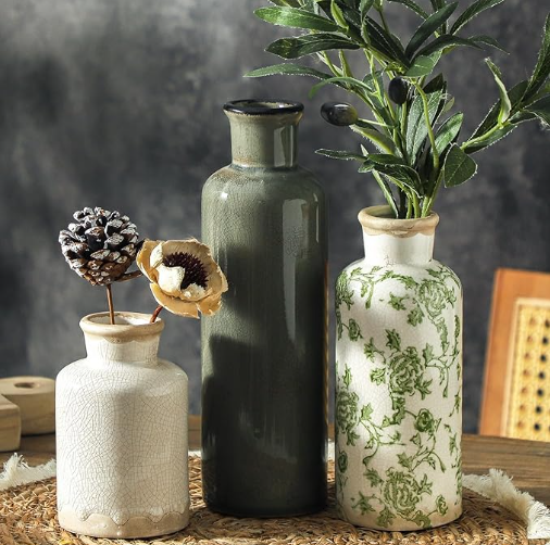 Translation missing: en.Vintage Vase Set of 3, Ceramic Vintage Flower