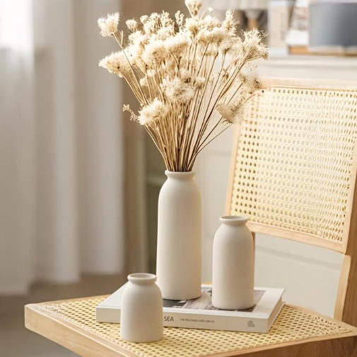 Translation missing: en.Ceramic Vase Set-3, Small Flower Vases for Decor, Modern Boho Farmhouse Style