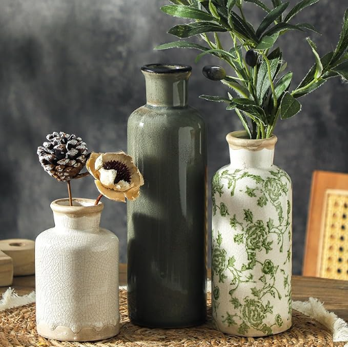 Translation missing: en.Vintage Vase Set of 3, Ceramic Vintage Flower
