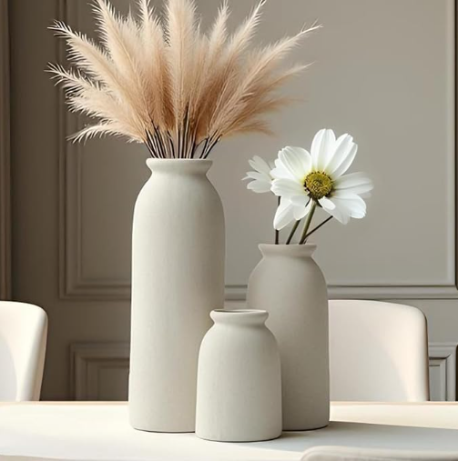 Translation missing: en.Ceramic Vase Set-3, Small Flower Vases for Decor, Modern Boho Farmhouse Style